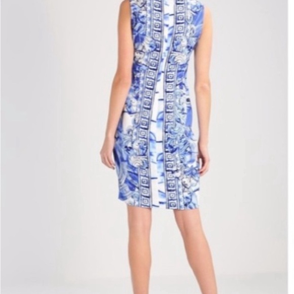 Versace Collection Blue Print Stretch Crepe Dress XL - Picture 2 of 2